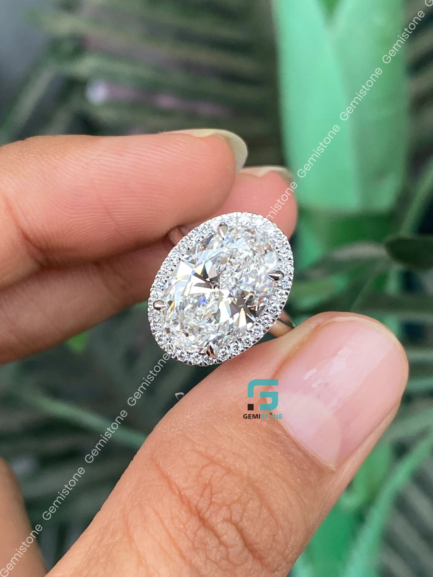 Big 6CT Oval Hidden Halo Wedding Moissanite Ring