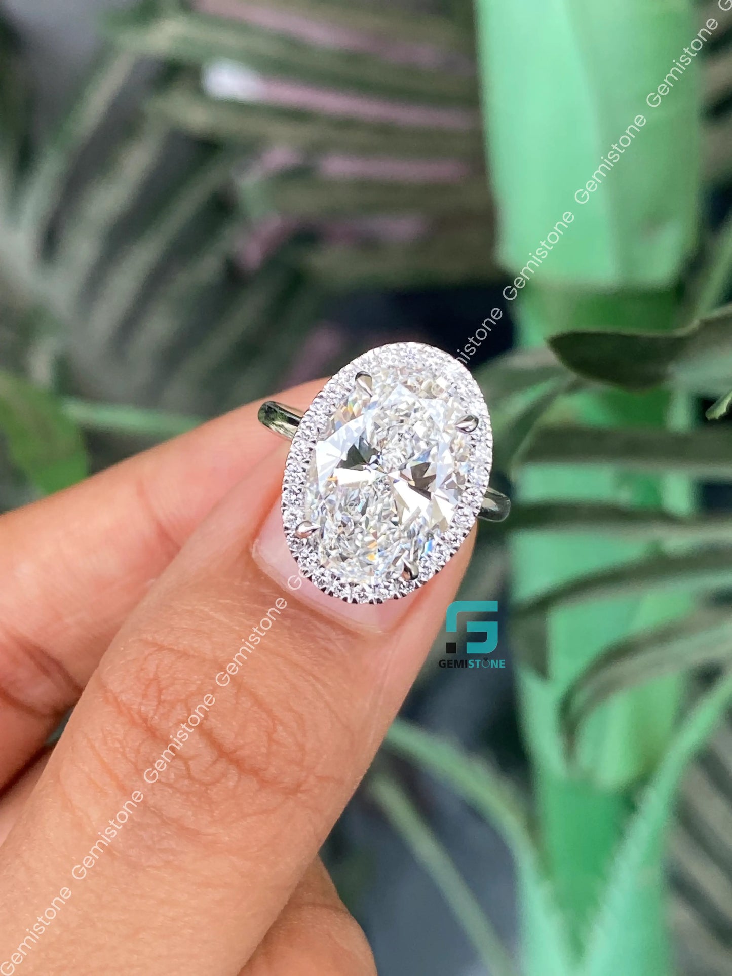 Big 6CT Oval Hidden Halo Wedding Moissanite Ring For Women