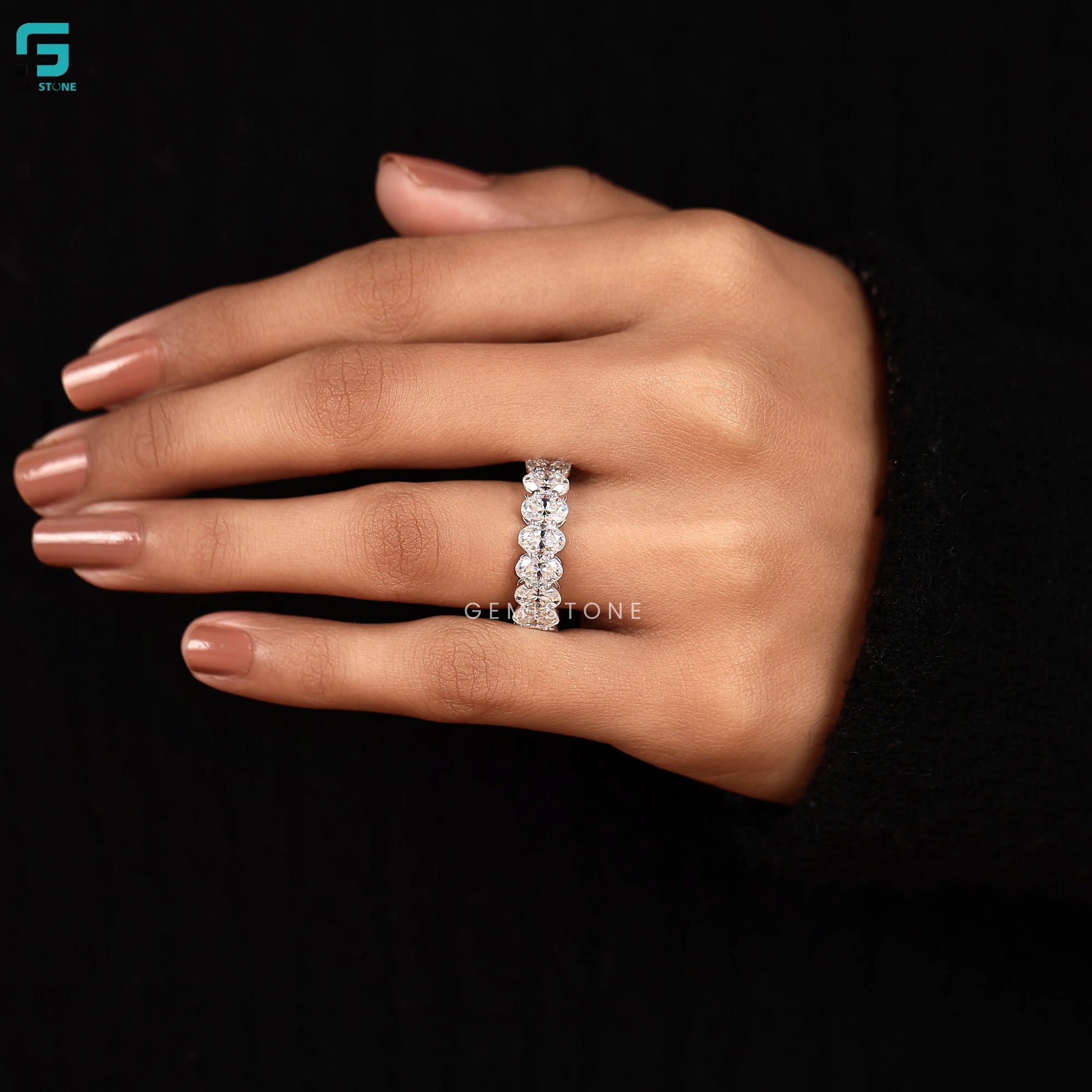 Big 7MM Oval Cut Lab Diamond Full Eternity Band 