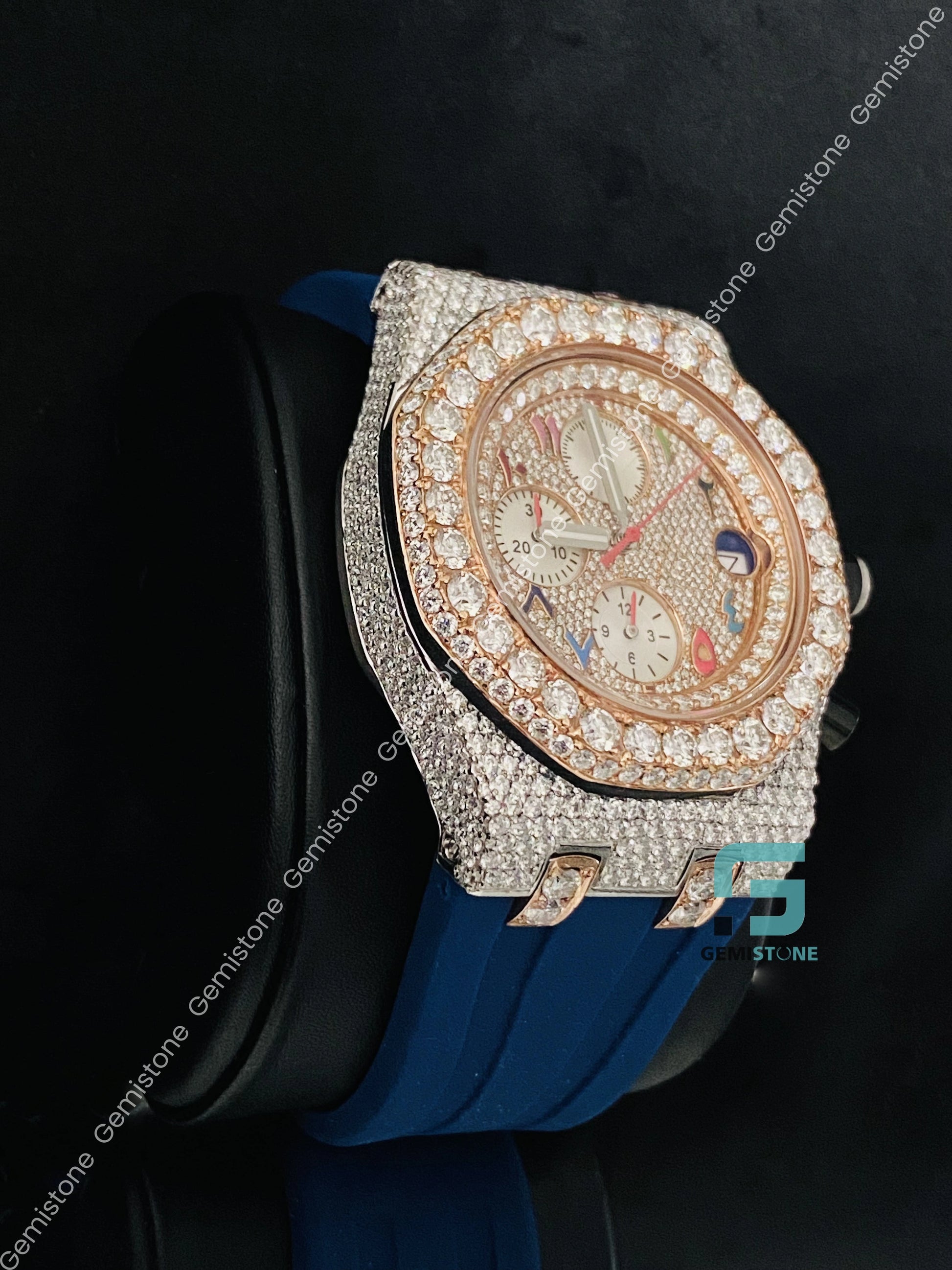 Big Bezel Colorful Arabic Number Iced Out Hip Hop Watch