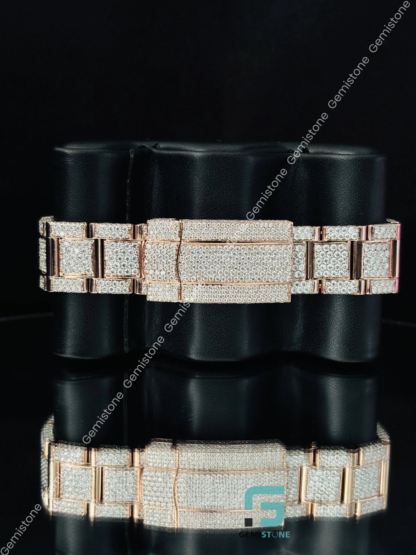 Big Bezel Dust Brown Moissanite Studded Watch