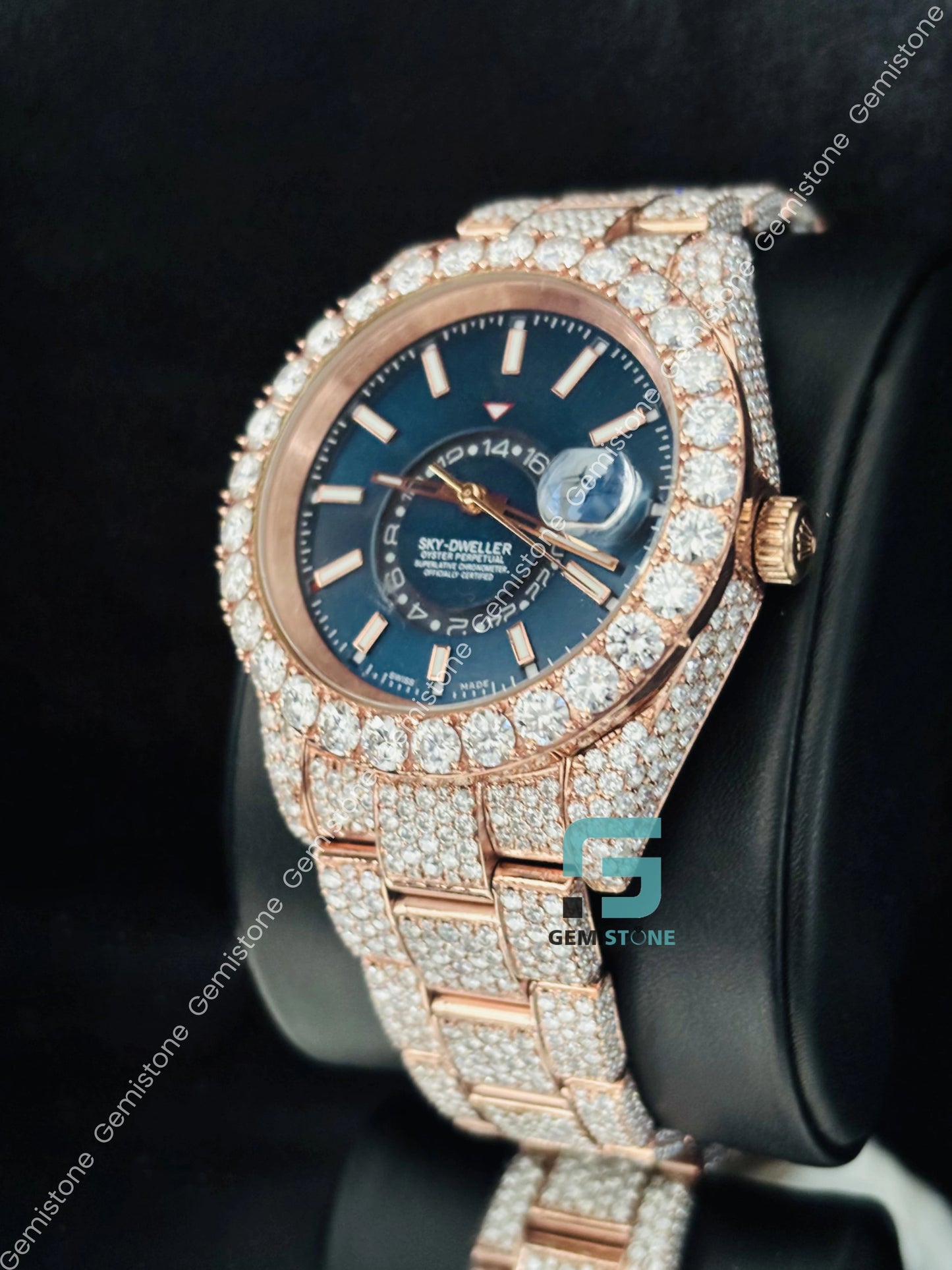 Big Bezel Hip Hop Rose Gold Plated Moissanite Watch
