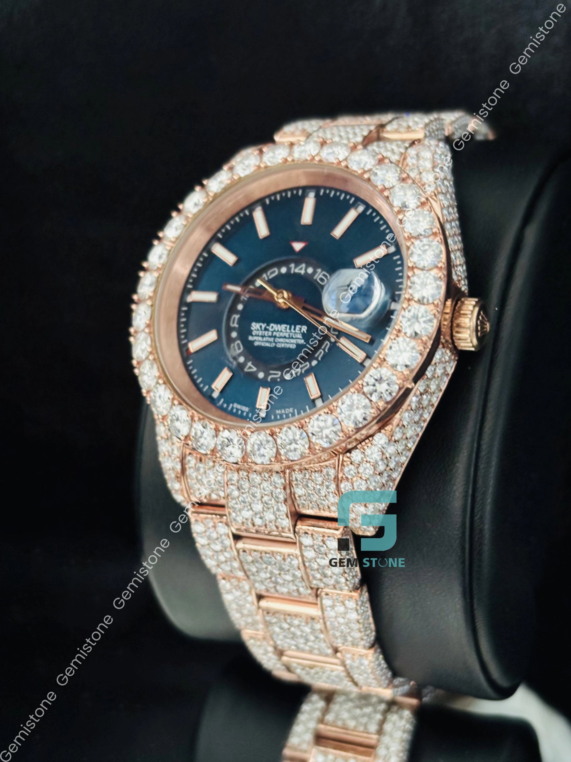 Big Bezel Hip Hop Rose Gold Plated Moissanite Watch