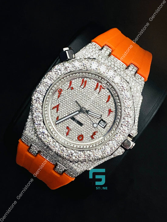 Big Bezel Moissanite Arabic Number Watch