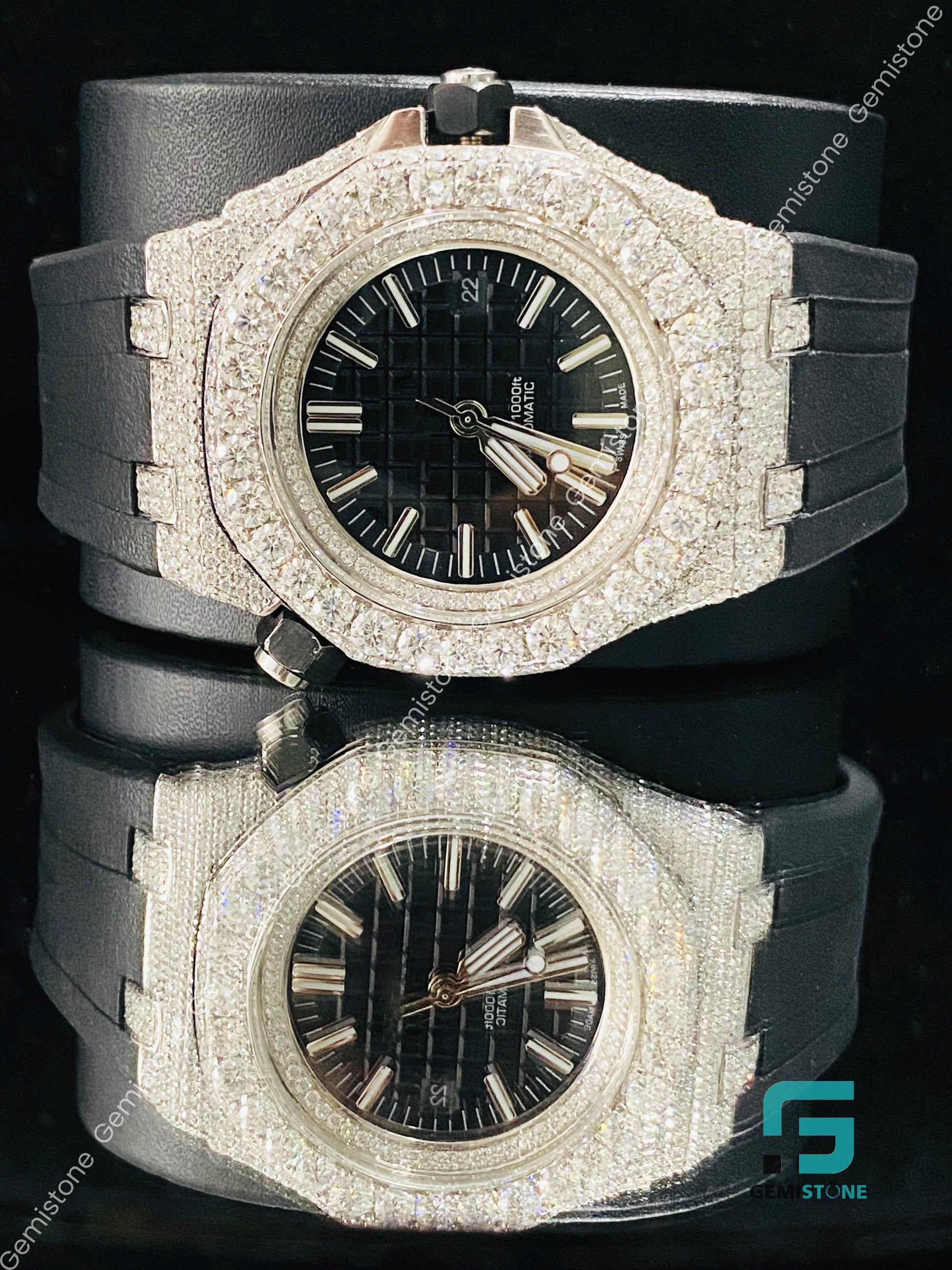 Big Bezel Moissanite Black Dial Hip Hop Watch