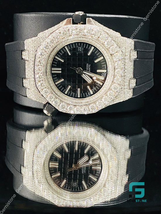 Big Bezel Moissanite Black Dial Hip Hop Watch