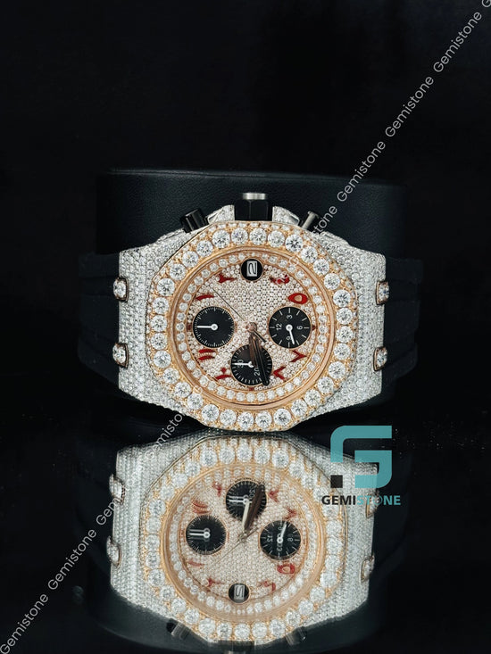 Big Bezel Moissanite Multi Chronograph Automatic Watch