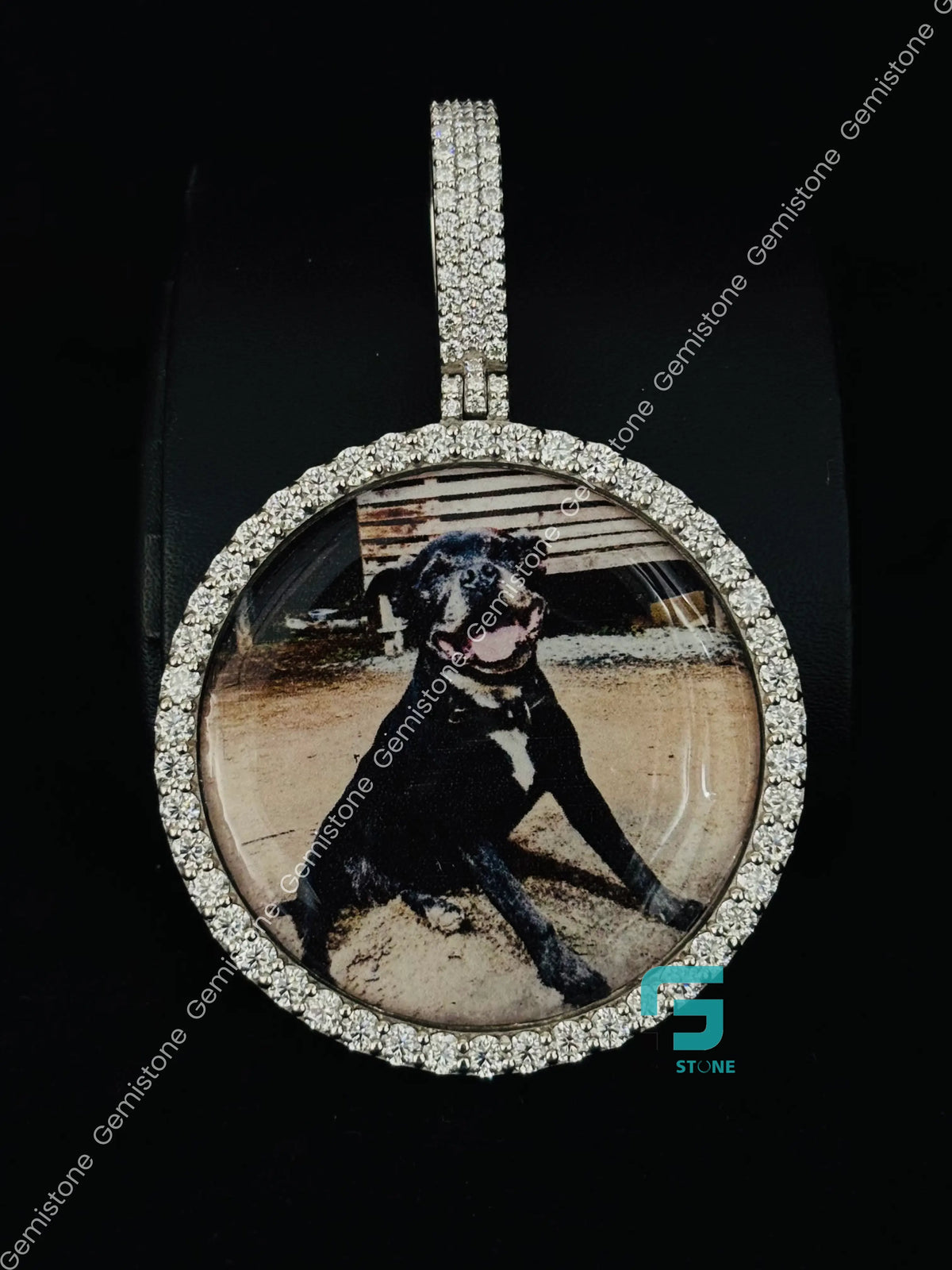 Big Bezel Set Custom Dog Photos Pendant For Men