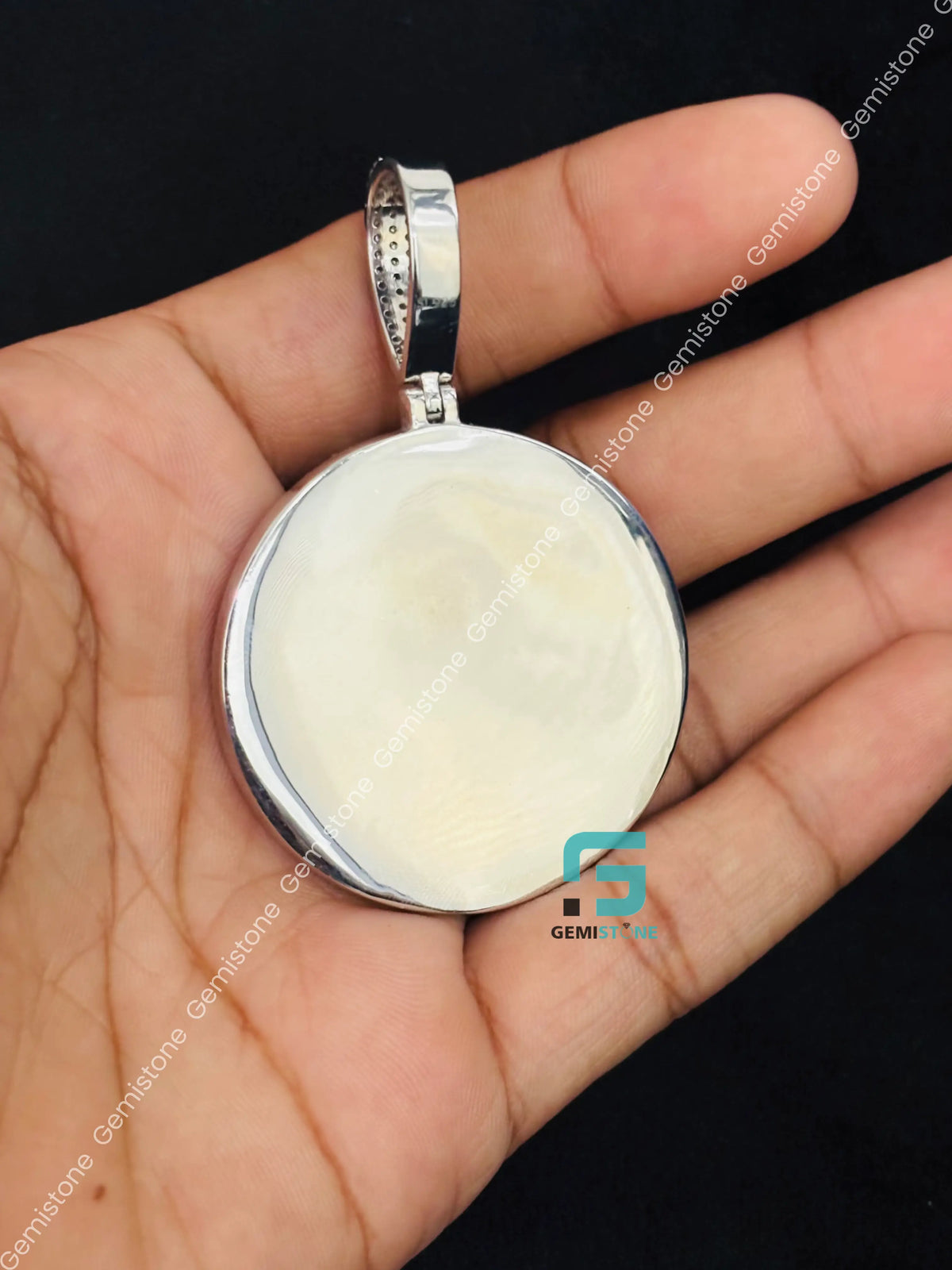 Big Bezel Set Moissanite Custom Dog Photos Pendant 