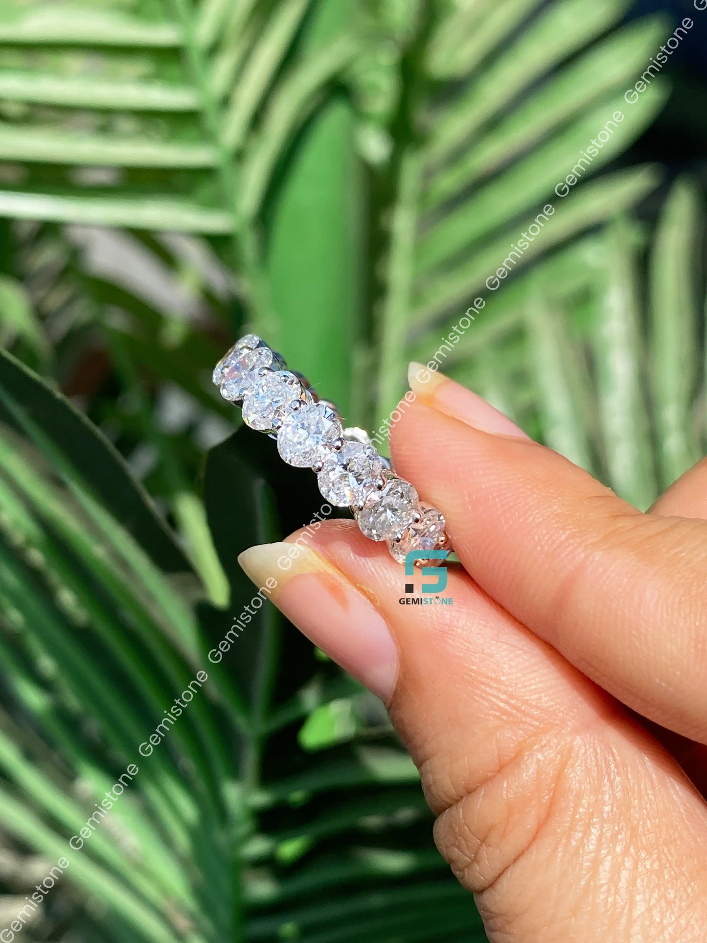 Big Oval Cut Moissanite Full Eternity Band