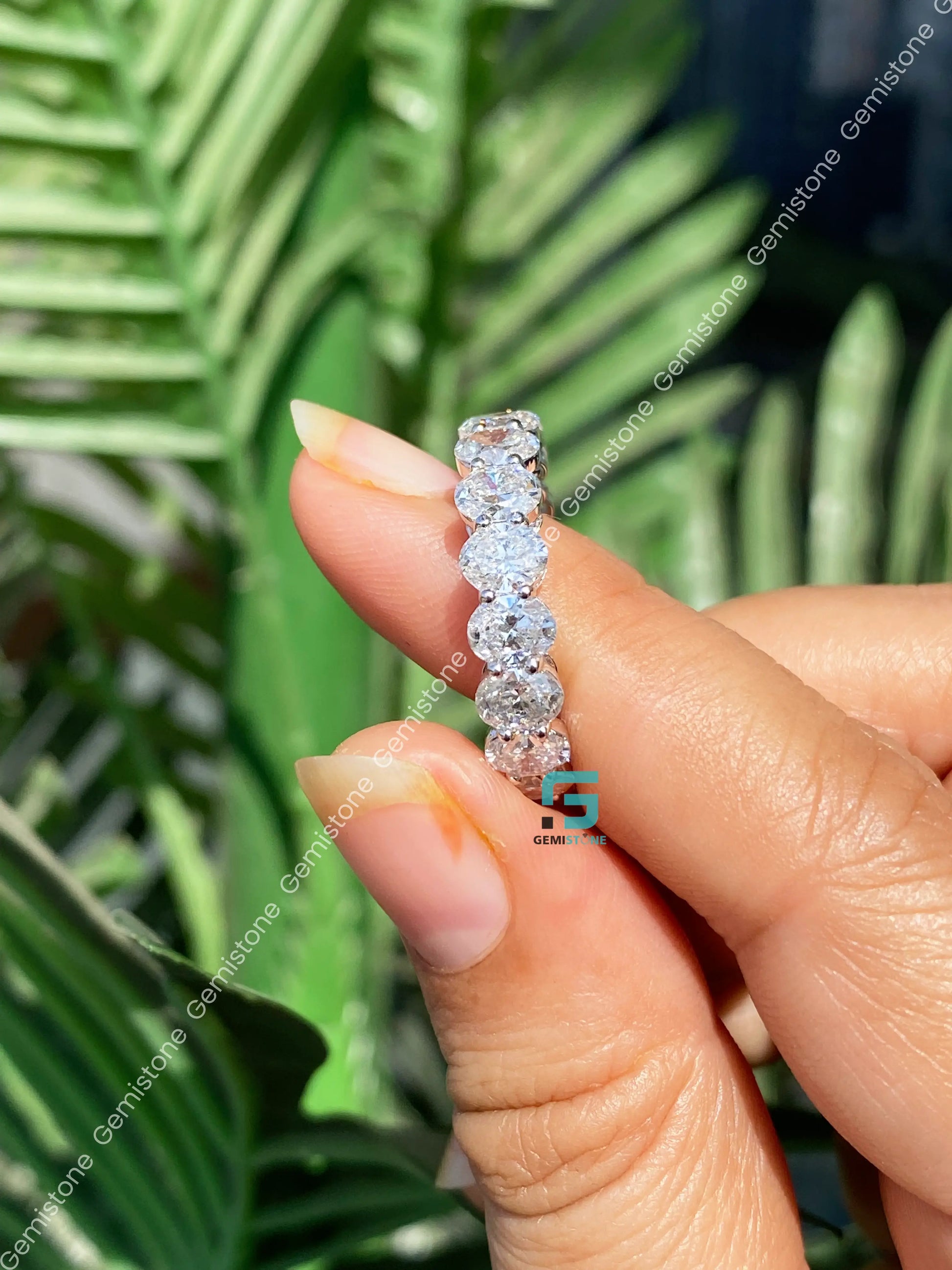 Big Oval Cut Moissanite Full Eternity Band For Women