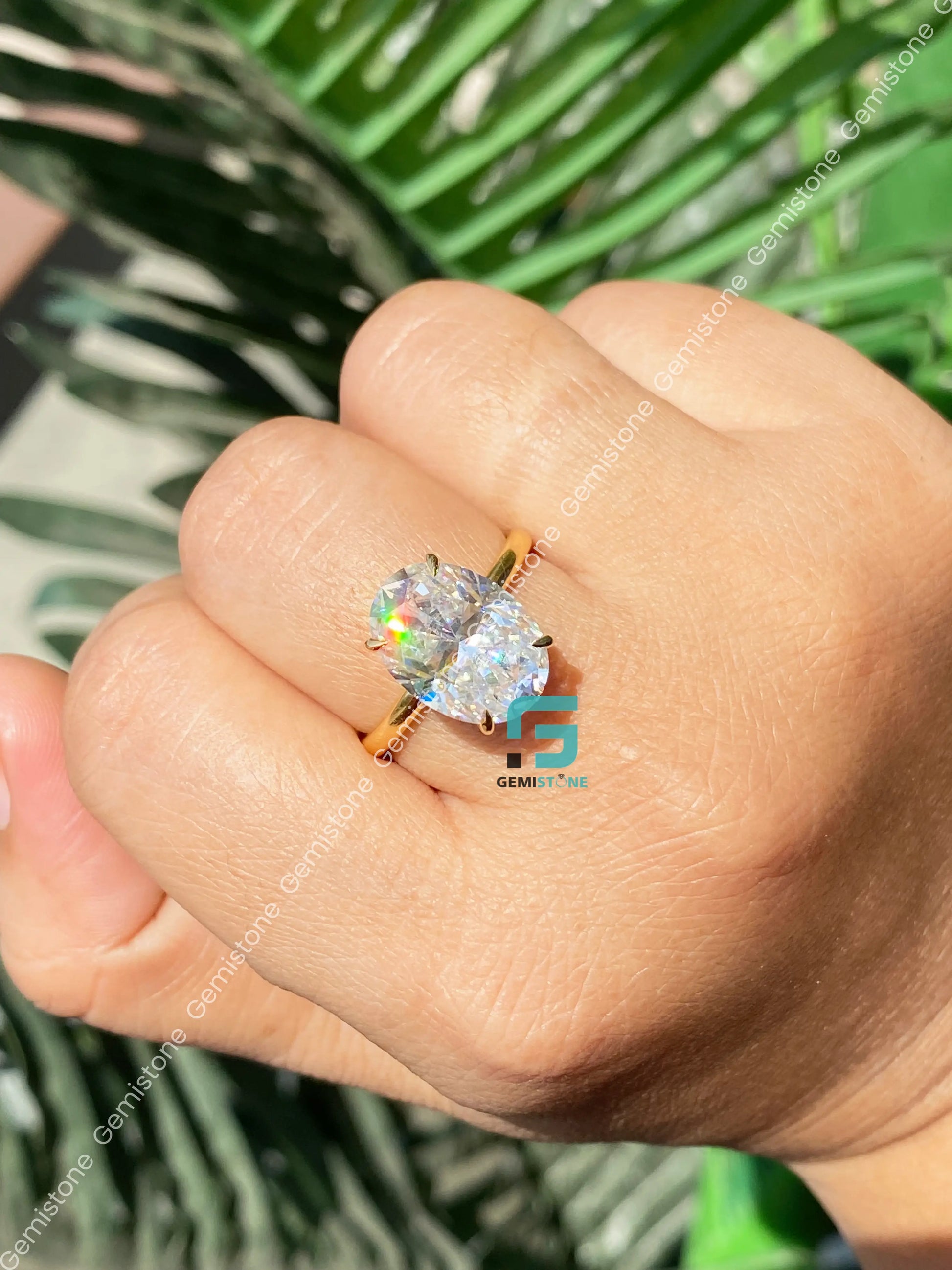 Big Oval Diamond Anniversary Ring