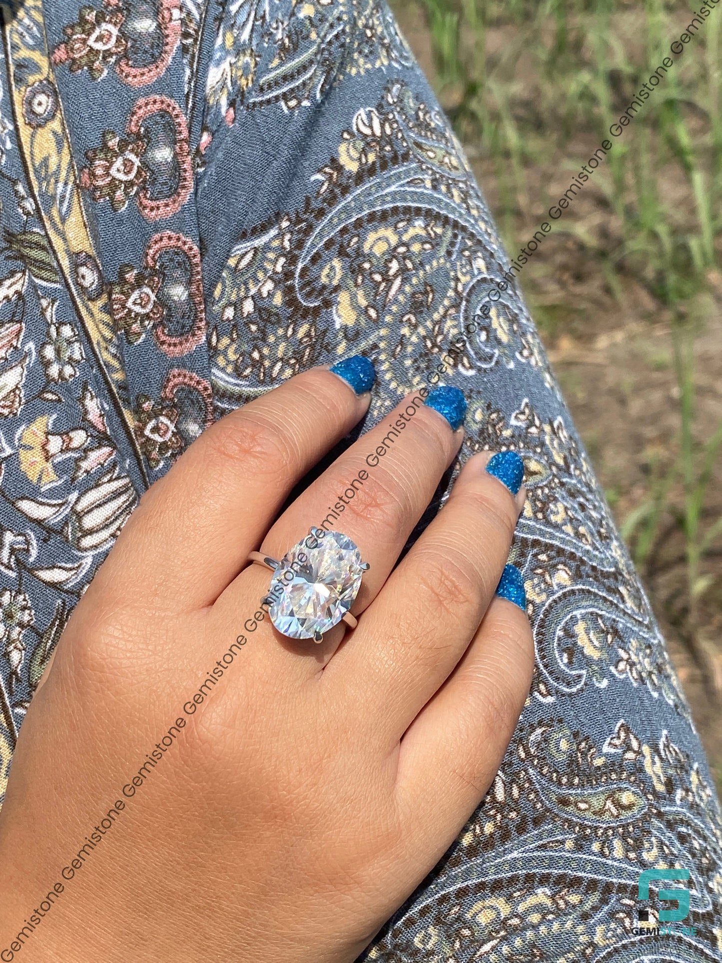 Big Oval Hidden Halo Engagement Ring