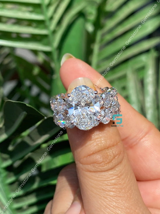 Big Oval Moissanite Wedding Bridal Set
