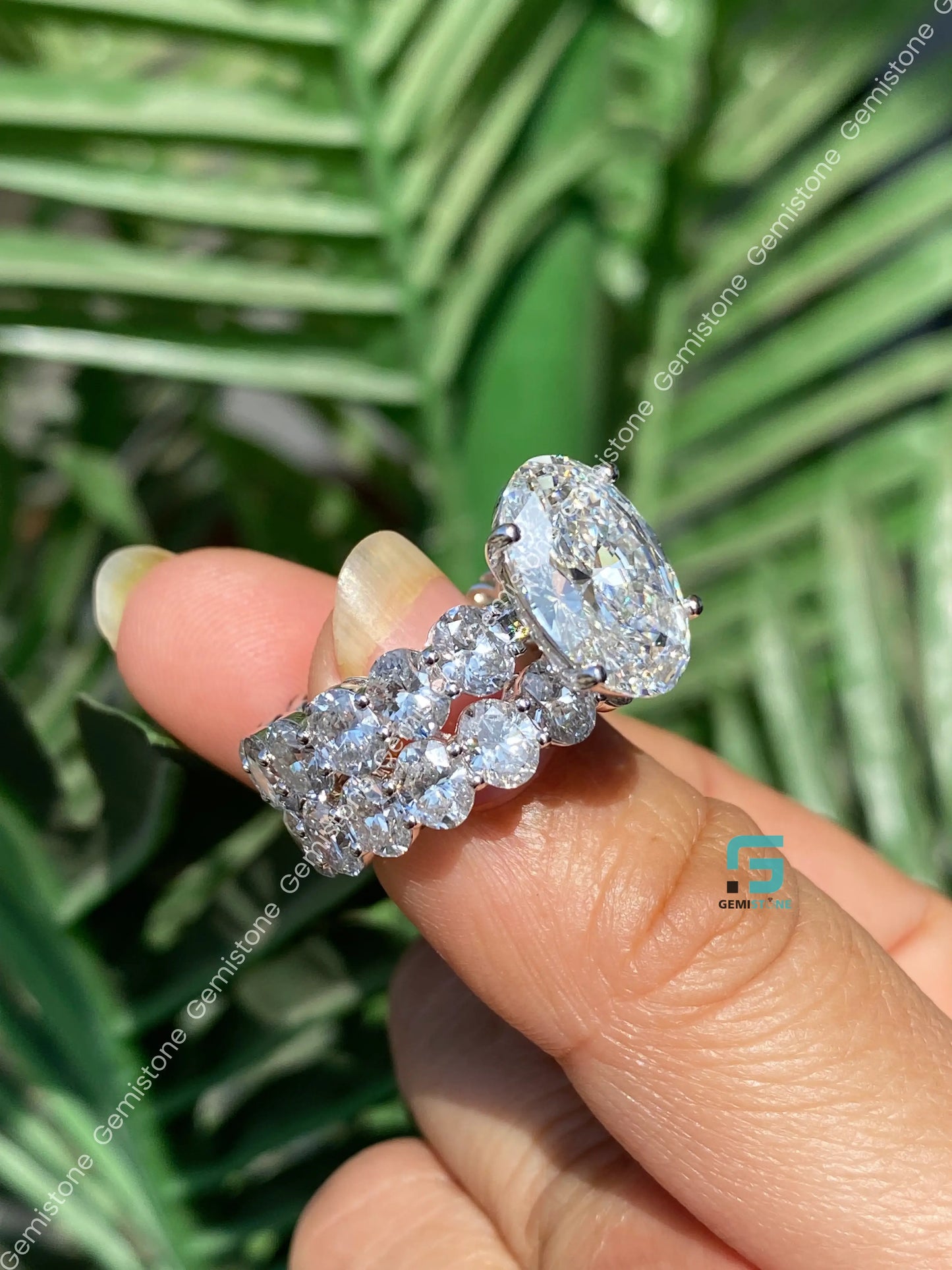 Big Oval Moissanite Wedding Bridal Set For Women