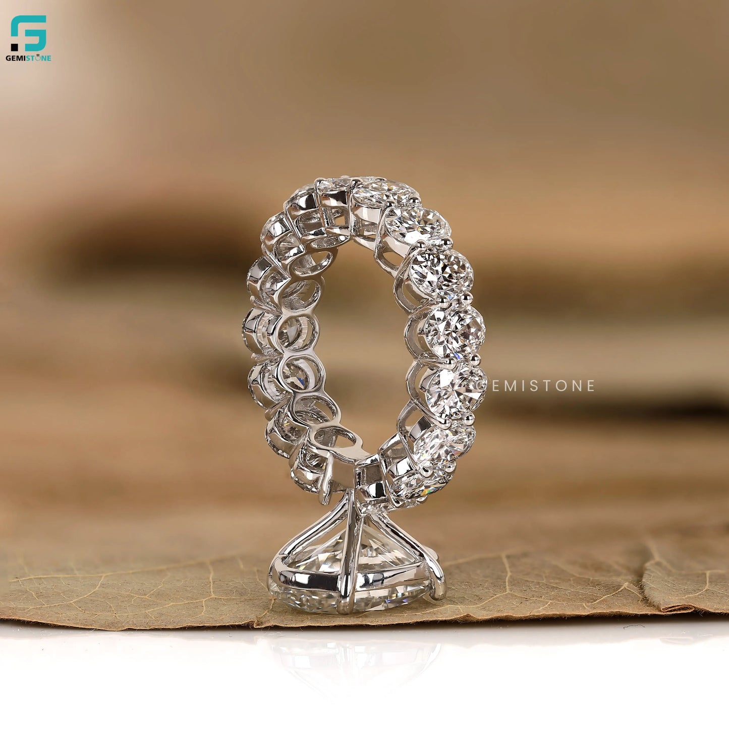 Big Oval Pave Band Lab Diamond Ring