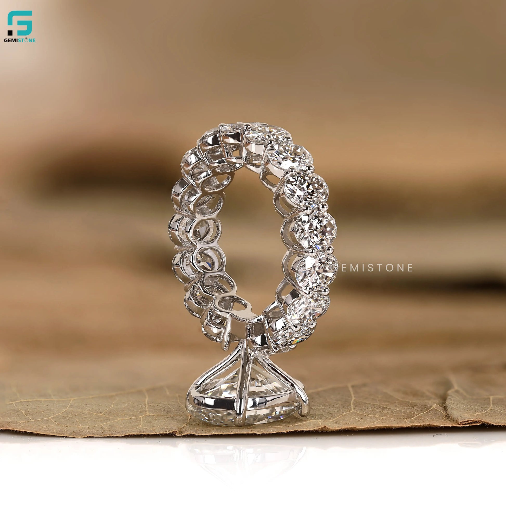 Big Oval Pave Band Lab Diamond Ring