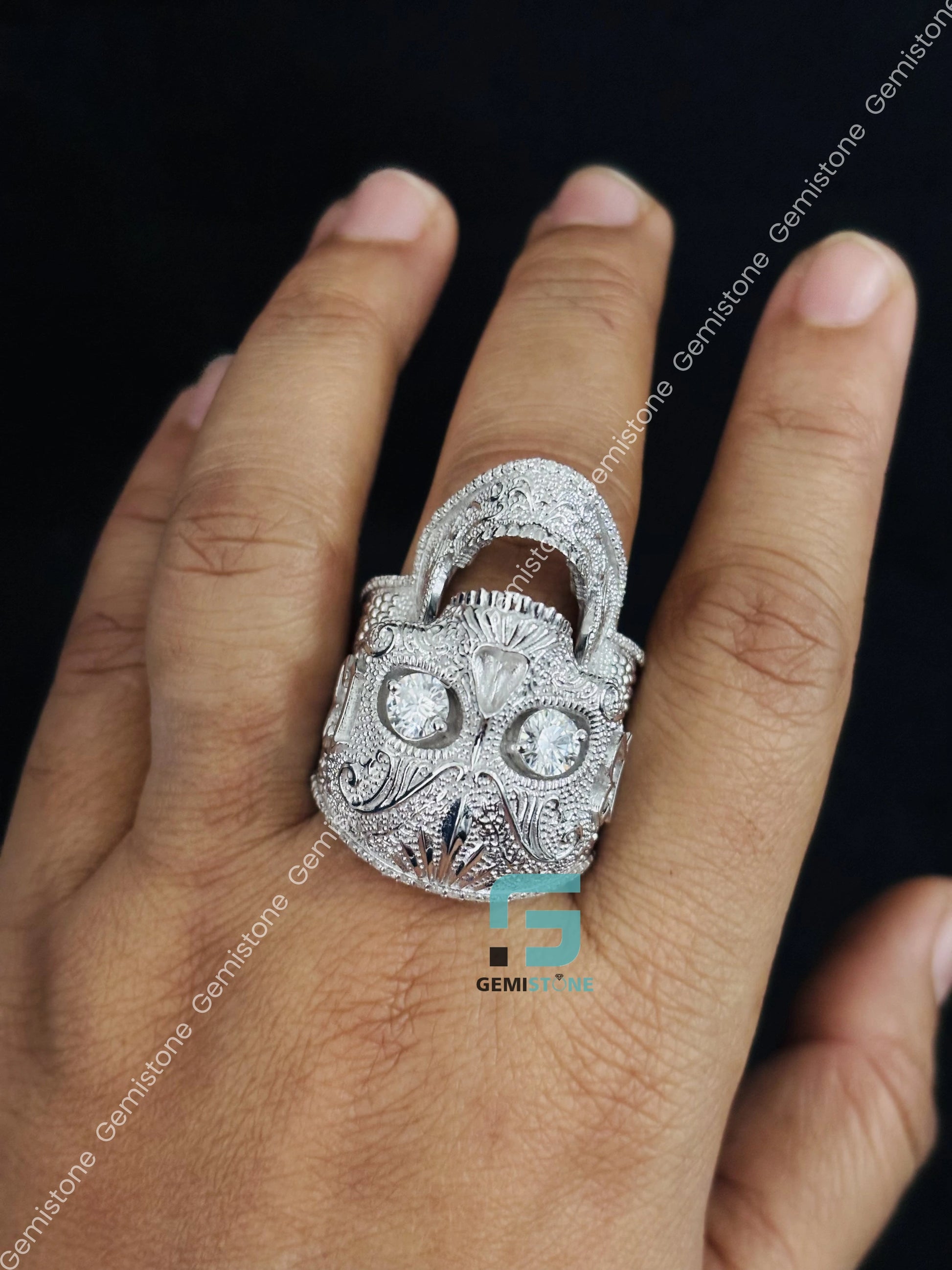Biker Style Silver Ring