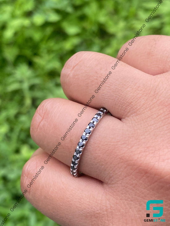 Shop Women's Full Eternity Wedding Black Diamond Band