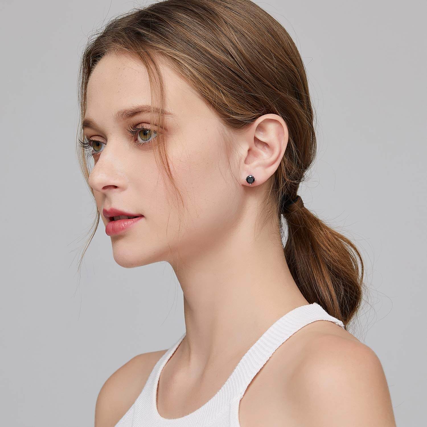 Black-Diamond-Stud-Earrings-For-Women-Left-Side-view