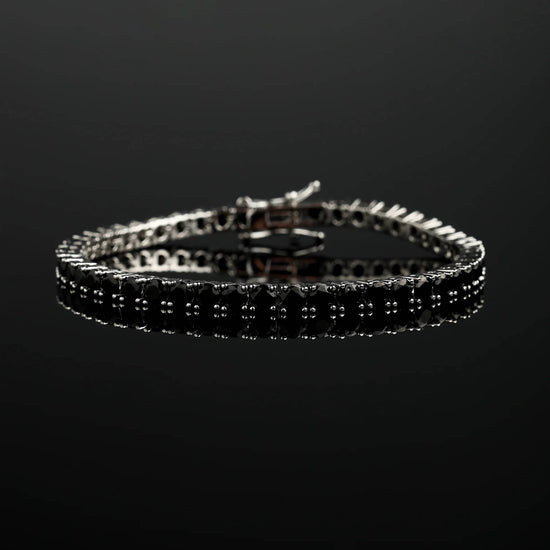 4MM Moissanite Mens Black Diamond Tennis Bracelet 925 Silver
