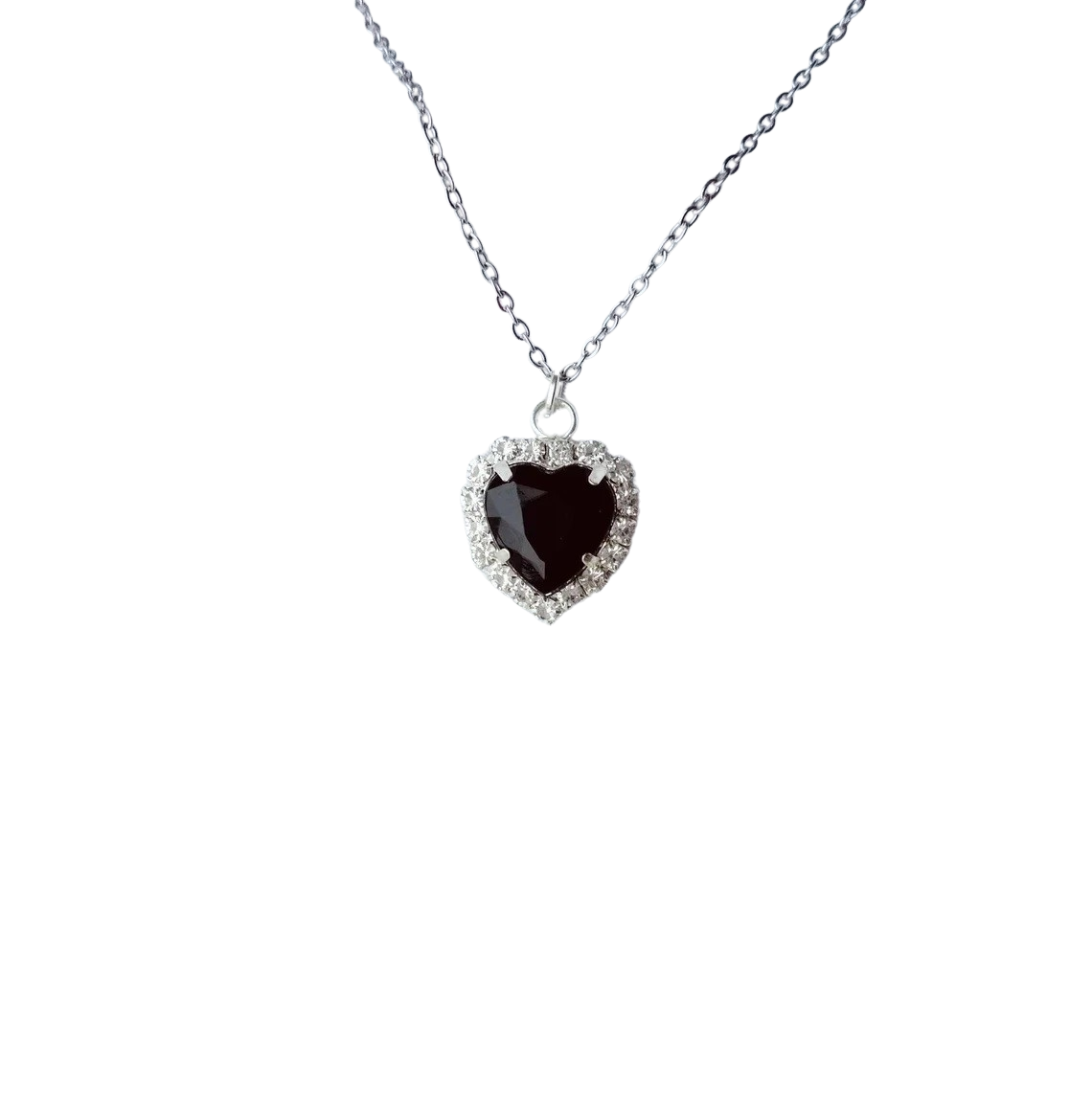 Black Heart Diamond Pendant Necklace For Women