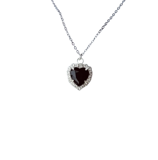 Black Heart Diamond Pendant Necklace For Women