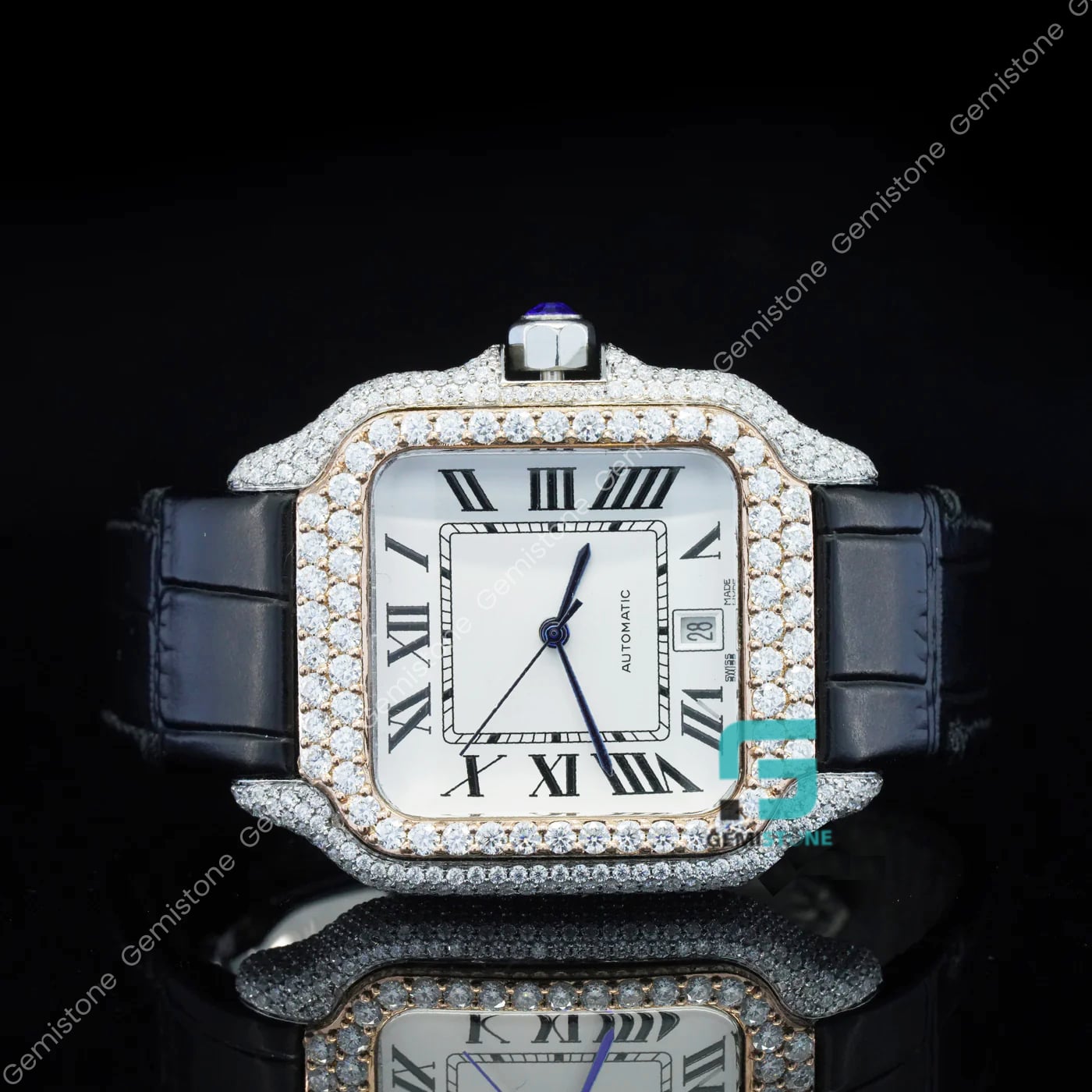 Black-Leather-Belt-Diamond-Watch