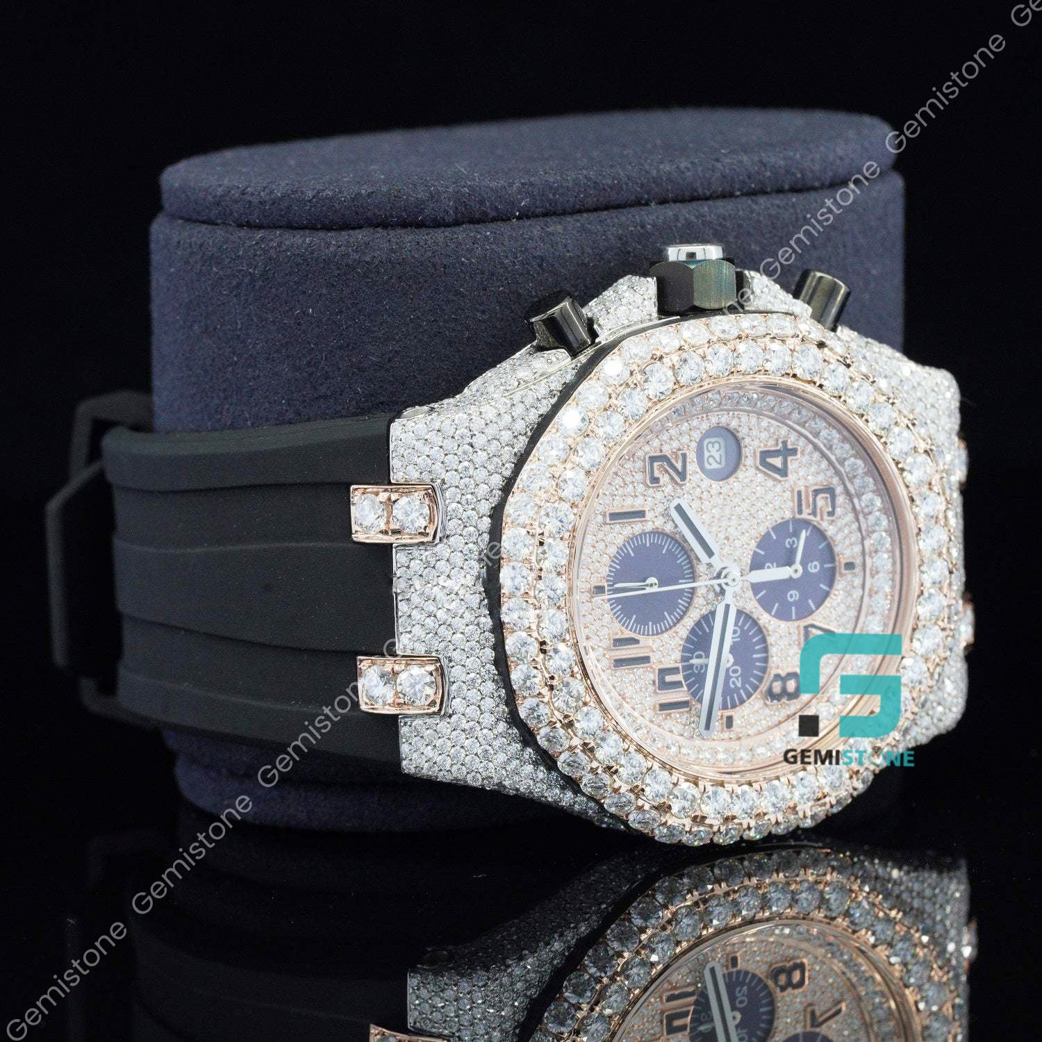 Black-Strap-Moissanite-Watch