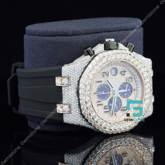 Black-Strap-Moissanite-Watch