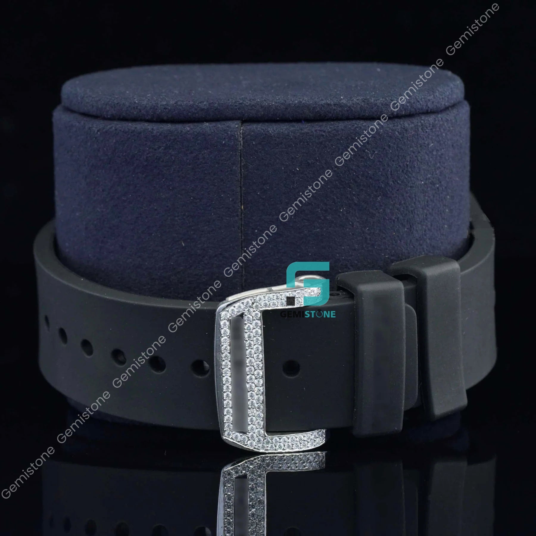 Black-Strap-Silicon-Moissanite-Band-Watch