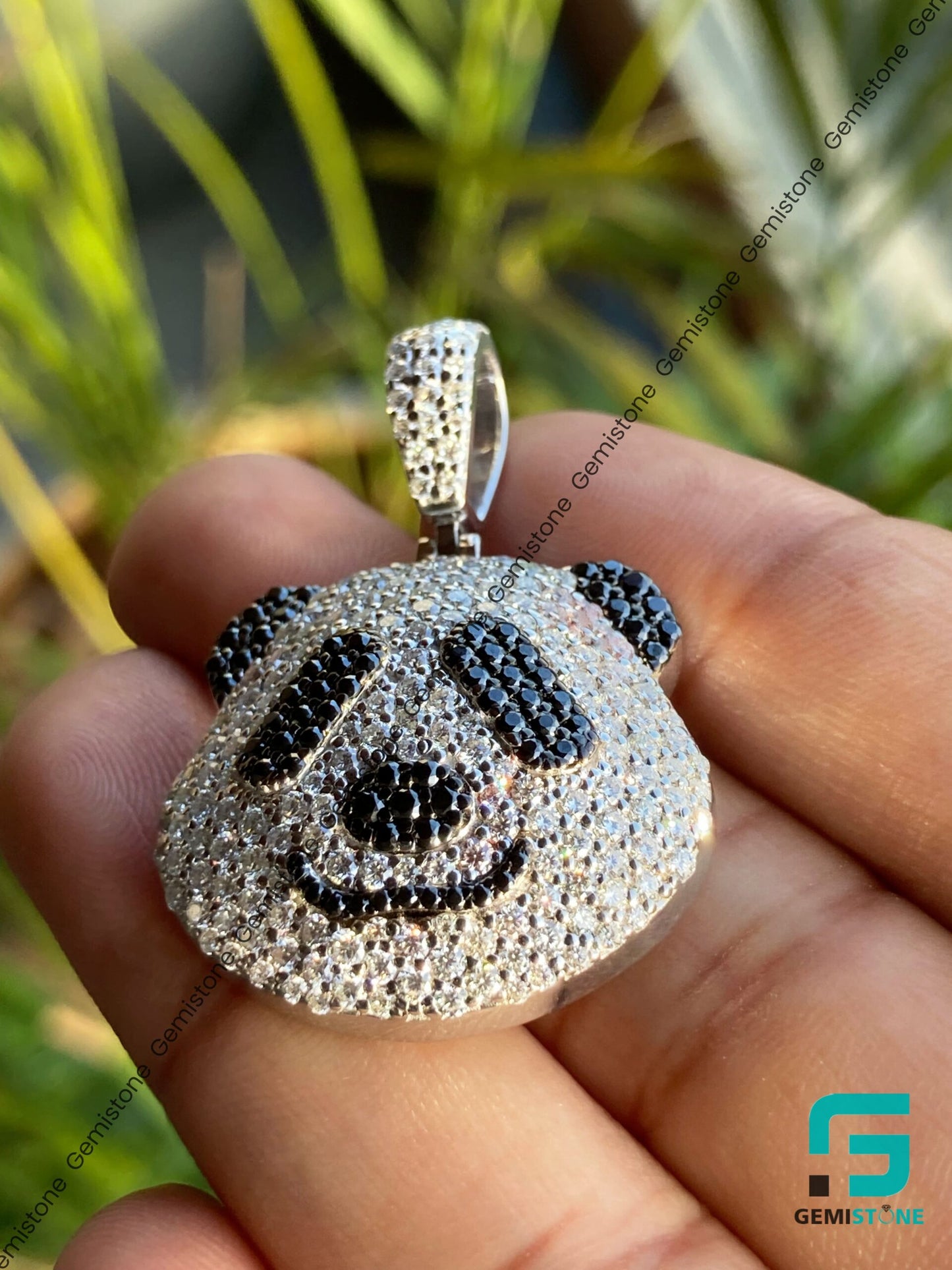 Iced Out Black and White Diamond Hip Hop Cute Panda Pendant