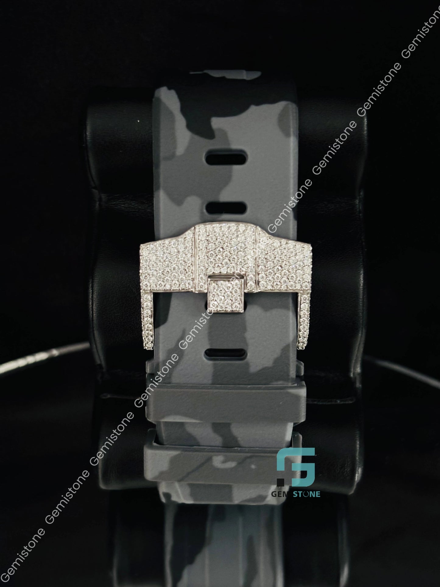 Black Chronograph Silicon Strap Moissanite Watch
