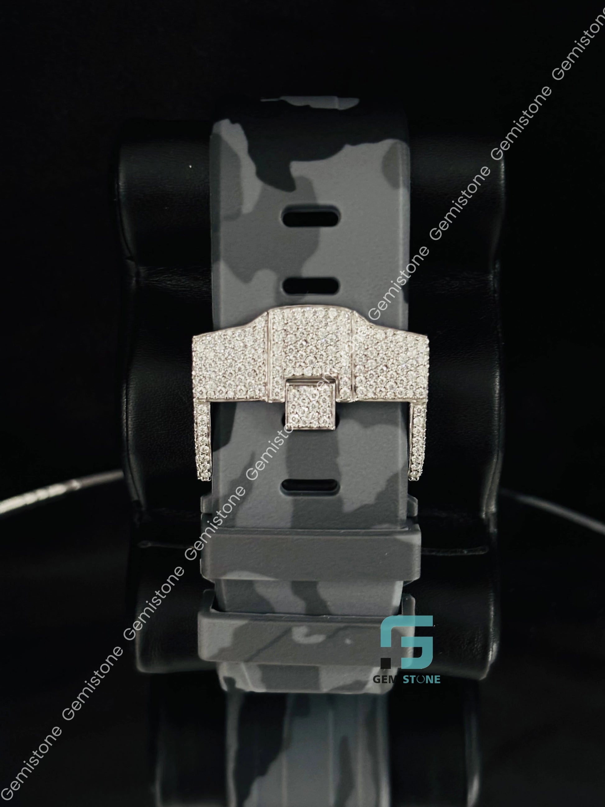 Black Chronograph Silicon Strap Moissanite Watch