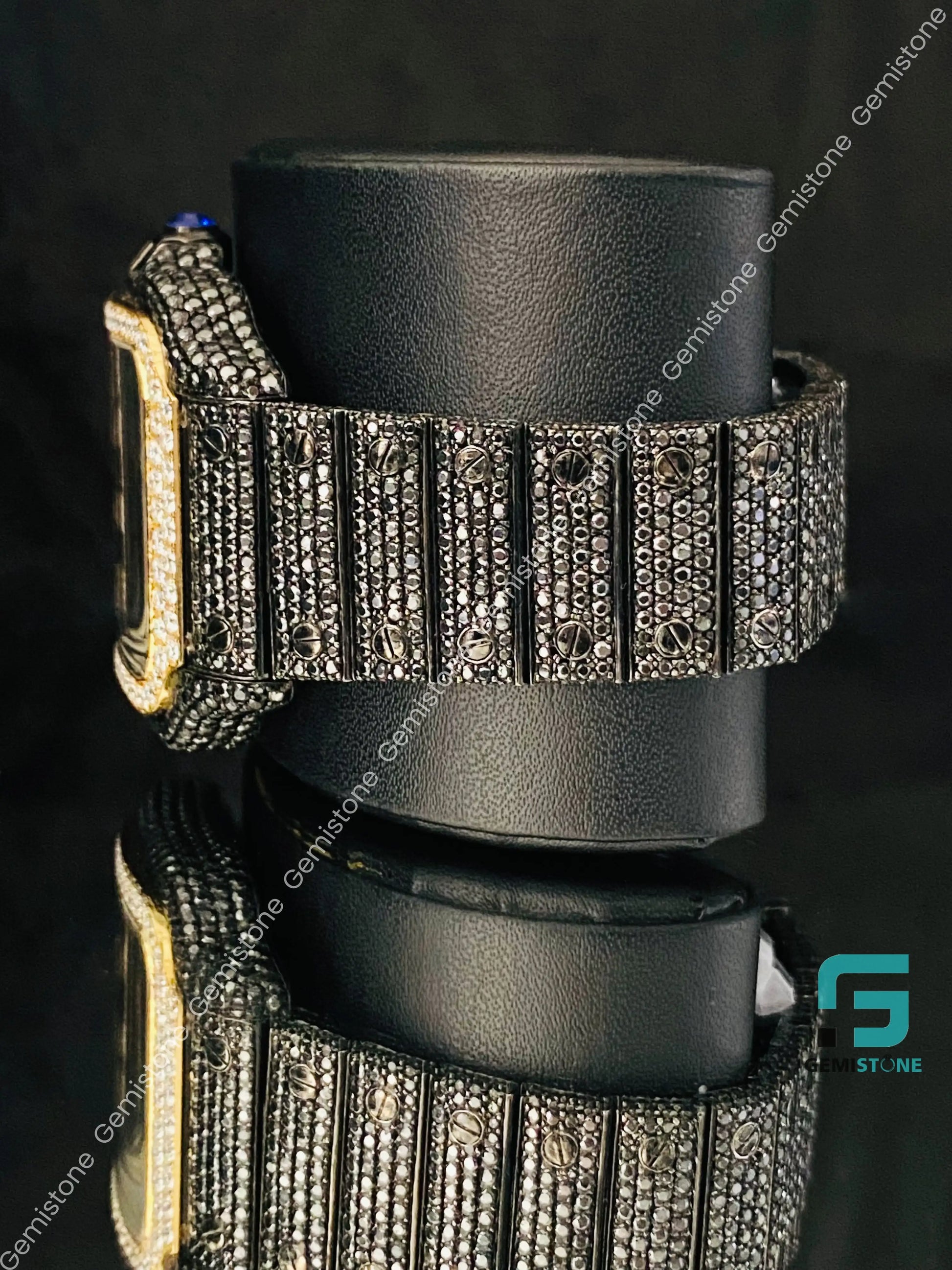 Black_Cut_Moissanite_Diamond_Watch