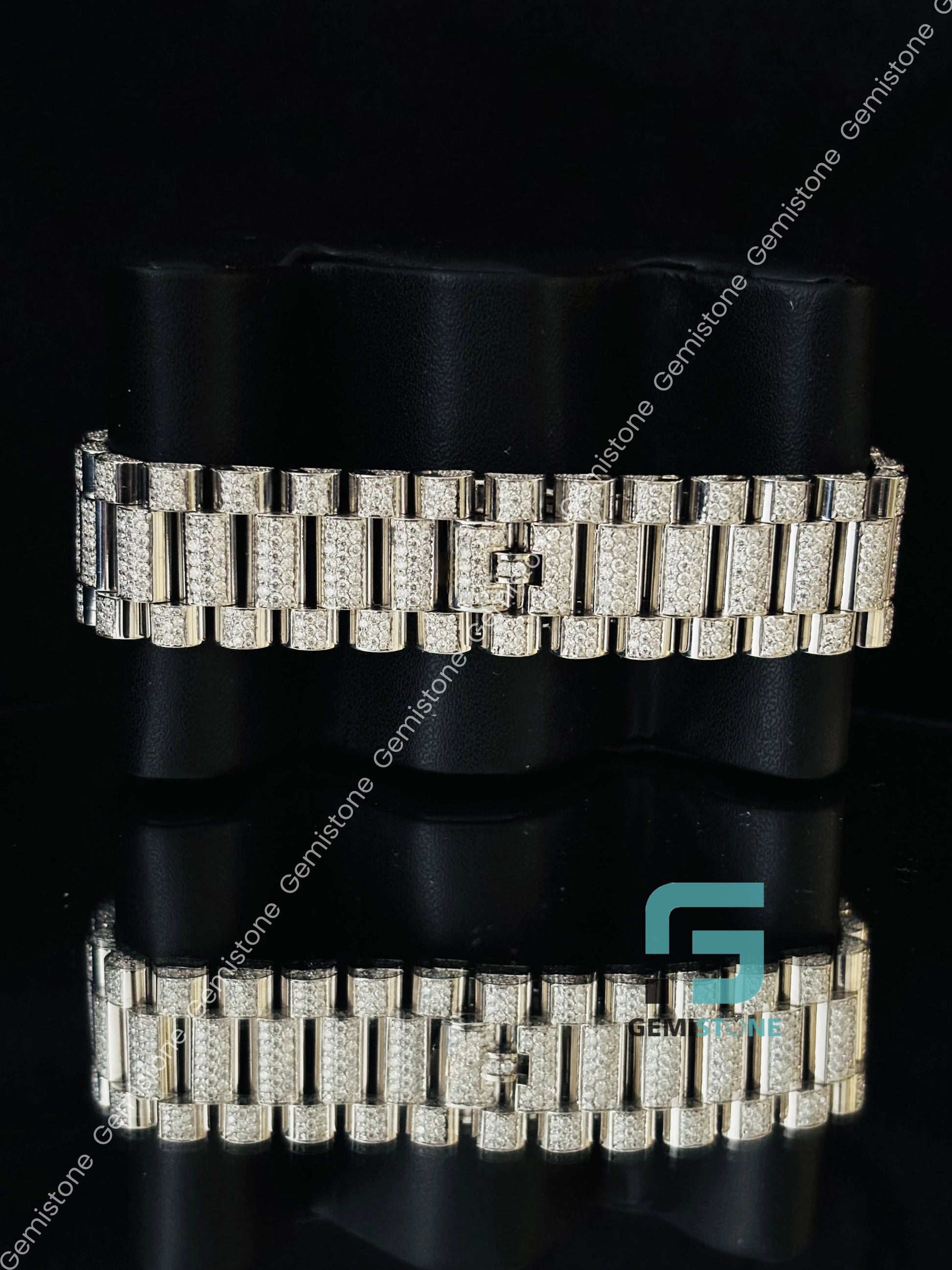 Black Dial Moissanite Studded Hip Hop Watch
