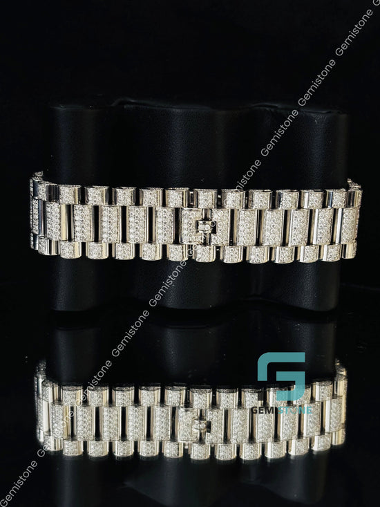 Black Dial Moissanite Studded Hip Hop Watch
