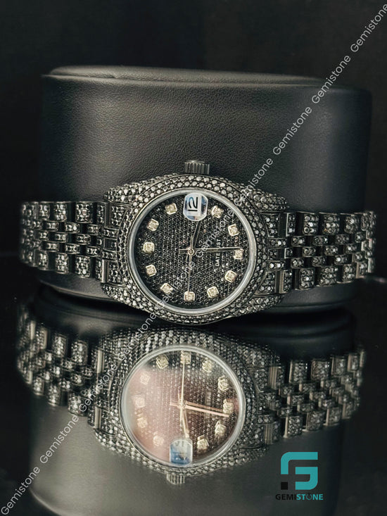 Black Diamond White Bar Moissanite Diamond Watchs
