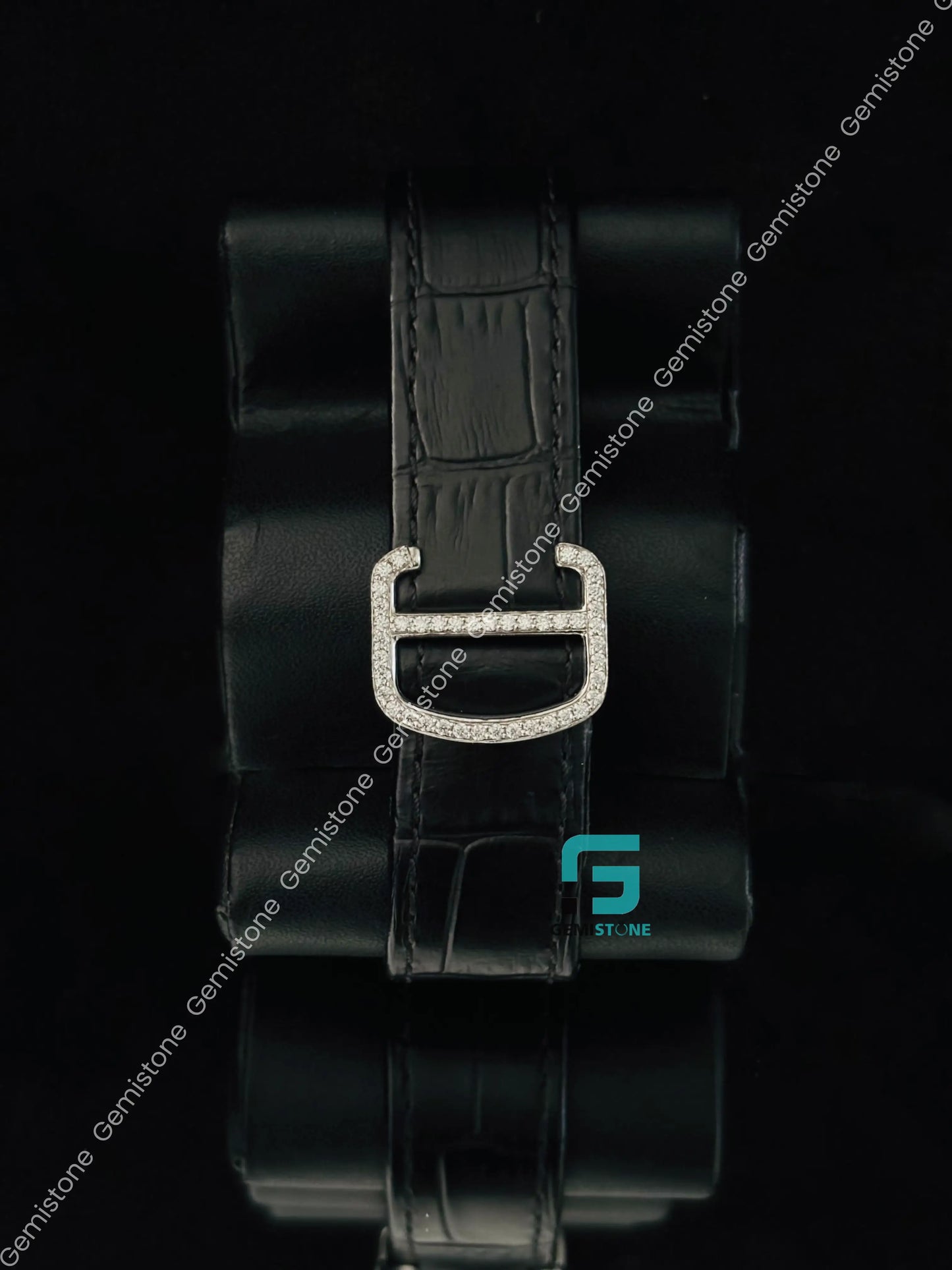 Black Lather Strap Moissanite Roman Number Watch For Men