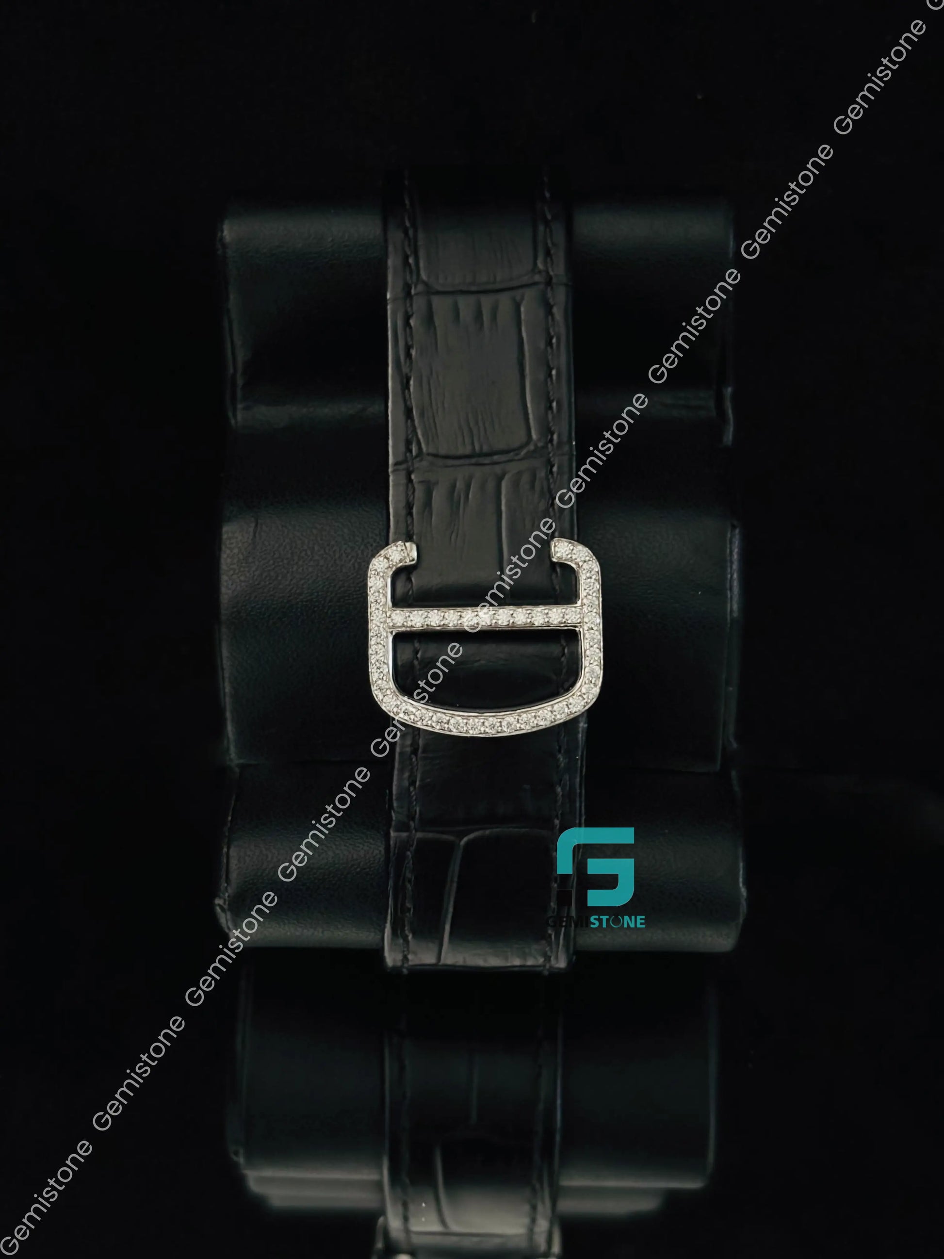 Black Lather Strap Moissanite Roman Number Watch For Men