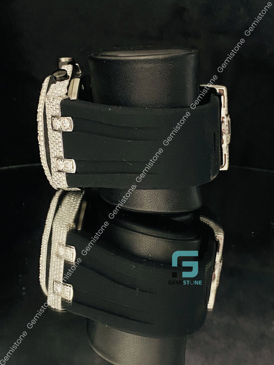 Black Silicon Belt Moissanite VVS Watch
