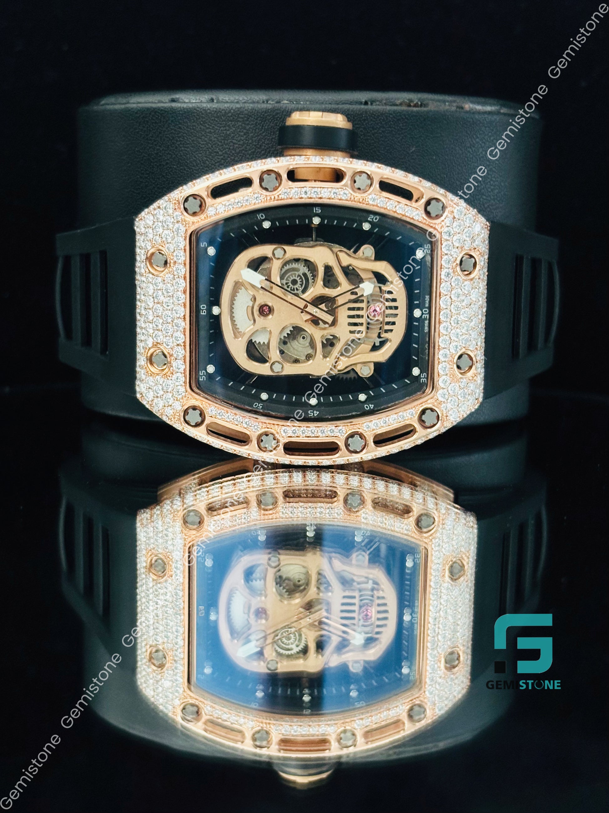 Black Silicon Belt moissanite Watch