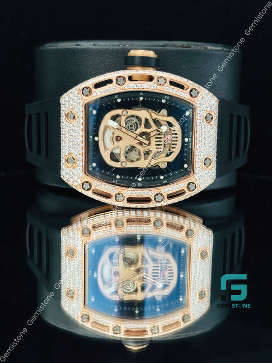 Black Silicon Belt moissanite Watch