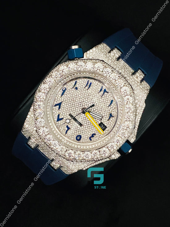 Bling Studded Moissanite Diamond Wrist Watch