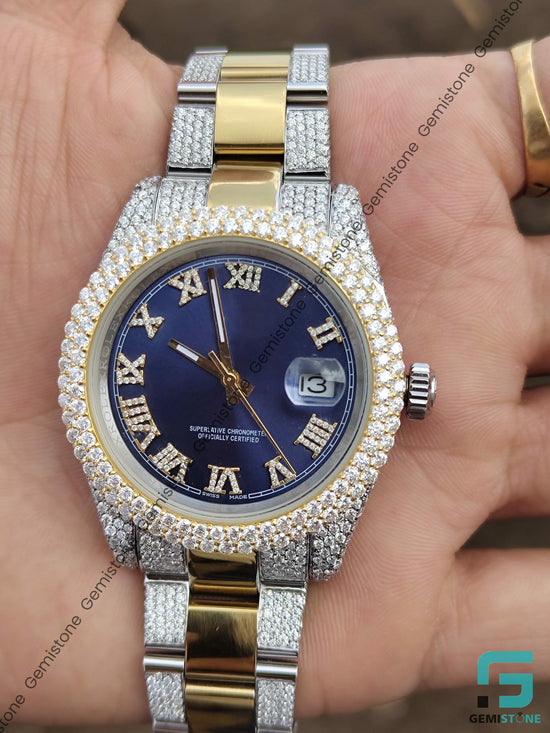 Blue-Dial-Moissanite-Diamond-Watch-scaled