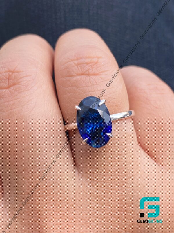5.00CT Oval Sapphire Ring | Hidden Halo Diamond Oval Engagement Ring For Her