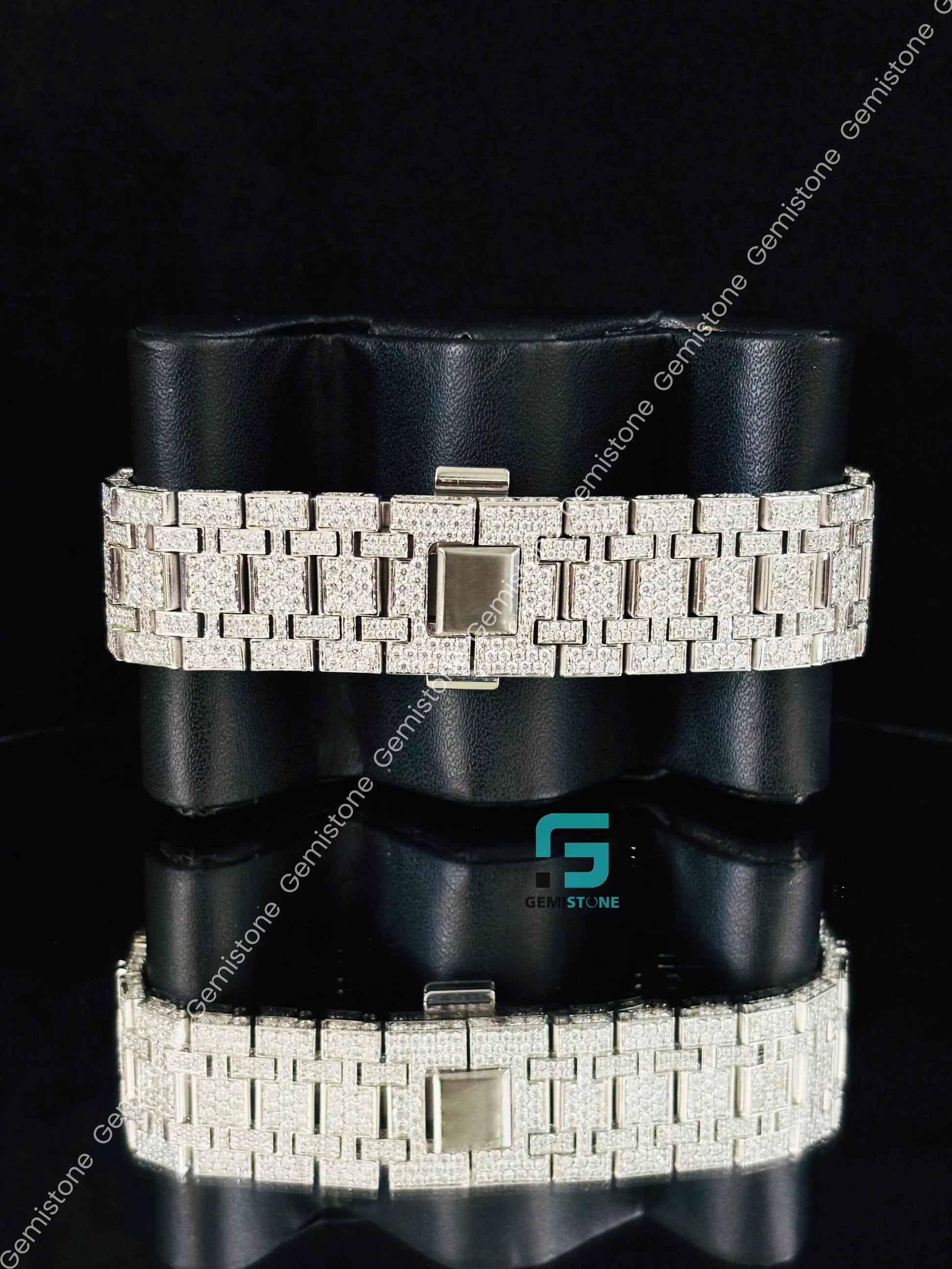 Blue Arabic Number Hip Hop Moissanite Iced Out Watch for Men