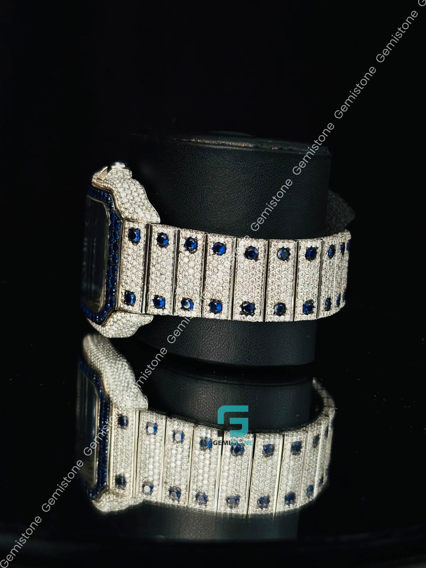 Blue Dial Moissanite Blue Diamond Iced Out Watch