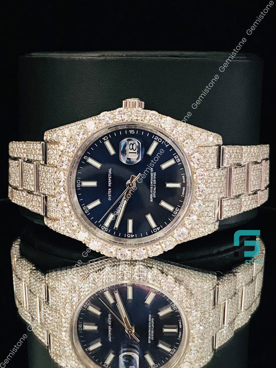 Blue Dial White Bar Hip Hop Watch
