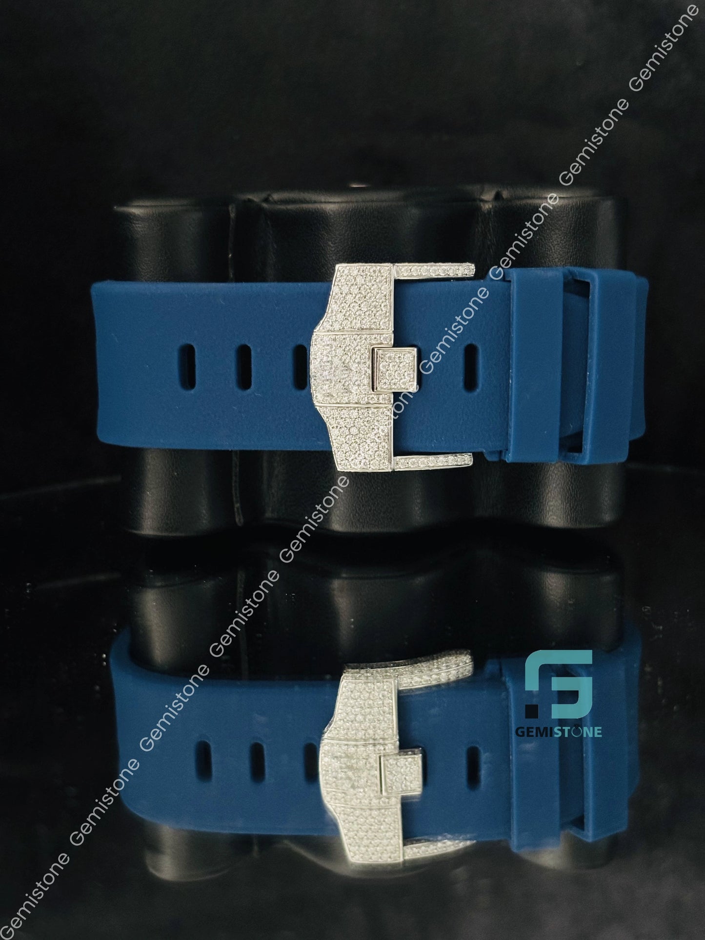 Blue Silicon Belt Pink Arabic Number Moissanite Luxury Watch